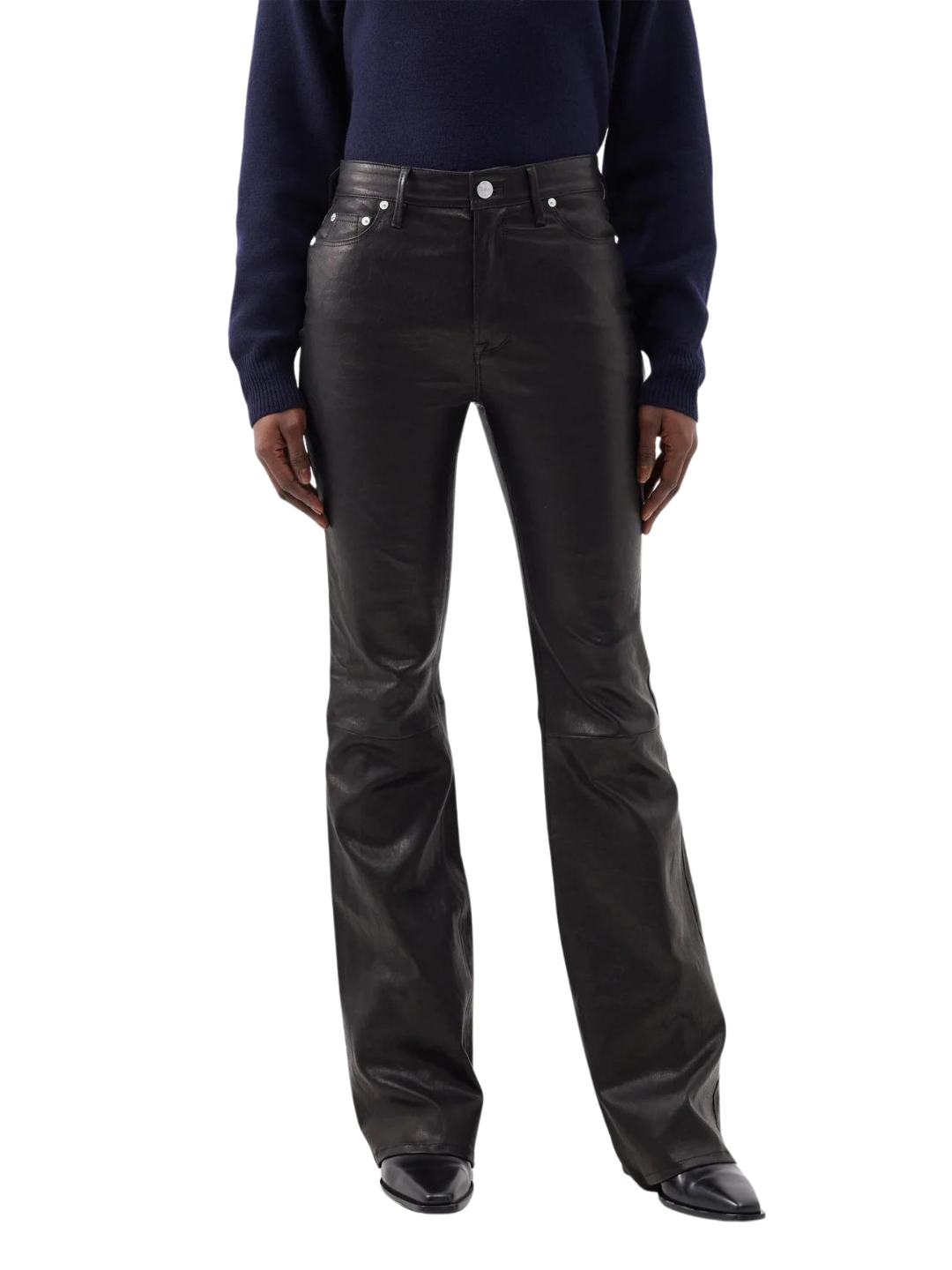 Frame The Slim Stacked Leather Pants Black – Montaigne