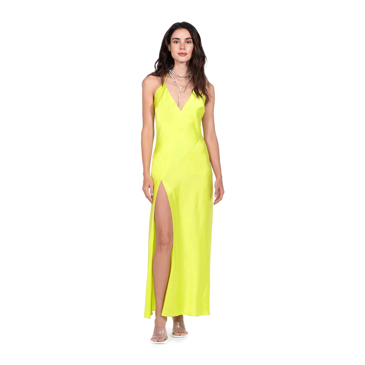 Deep V Halter Maxi Dress