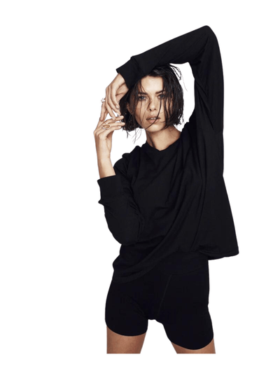 Eterne long sleeve boyfriend t-shirt black by Eterne available at Montaigne Market SBH