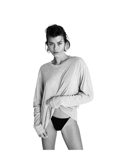 Eterne long sleeve boyfriend t-shirt heather grey by Eterne available at Montaigne Market SBH