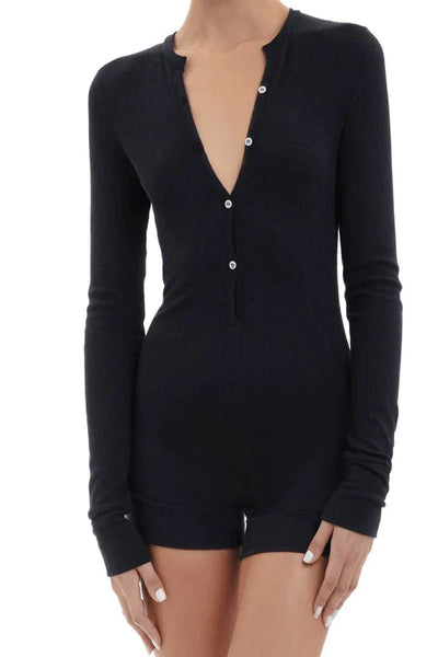 Eterne thermal romper black by Eterne available at Montaigne Market SBH
