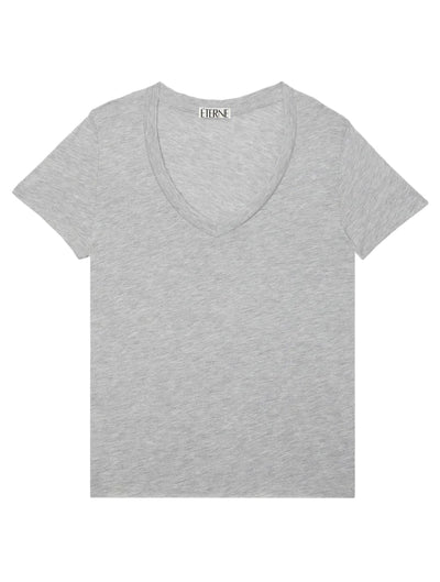 Eterne Vneck t-shirt heather grey by Eterne available at Montaigne Market SBH