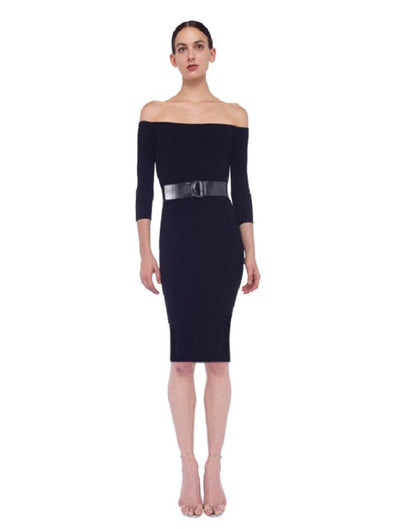 Norma Kamali off shoulder dress to knee by Norma Kamali available at Montaigne Market SBH