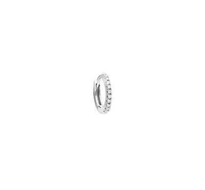Stone Pavée white gold tiny hoop by Stone available at Montaigne Market SBH