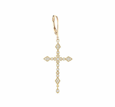 Stone Virgin yellow gold single earring by Stone available at Montaigne Market SBH