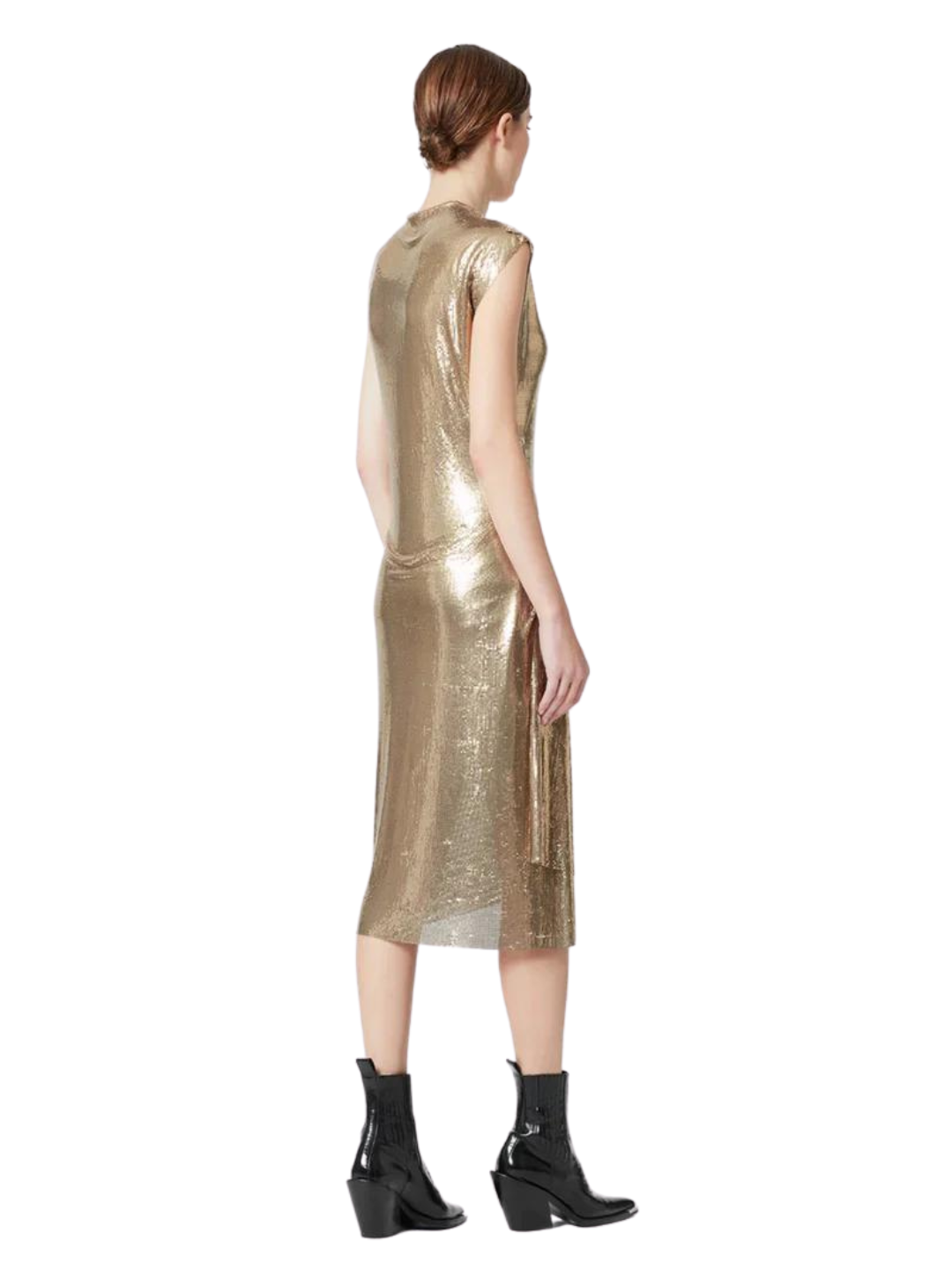 Paco Rabanne mid length dress gold Montaigne Market SBH