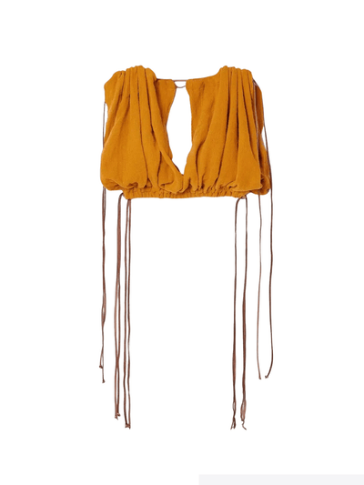Caravana Chiople Top In Mustard by Caravana available at Montaigne Market SBH