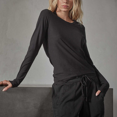 James Perse long sleeve crew tee black by James Perse available at Montaigne Market SBH