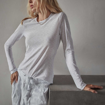 James Perse long sleeve crew tee white by James Perse available at Montaigne Market SBH