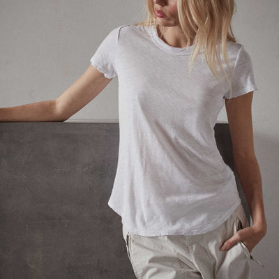 James Perse sheer slub crew neck tee white by James Perse available at Montaigne Market SBH