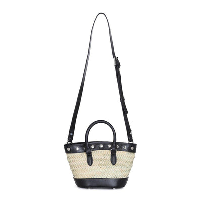 Montaigne Market mini straw and black leather bag by Montaigne Market collection available at Montaigne Market SBH
