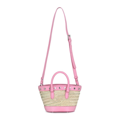 Montaigne Market mini straw and pink leather bag by Montaigne Market collection available at Montaigne Market SBH