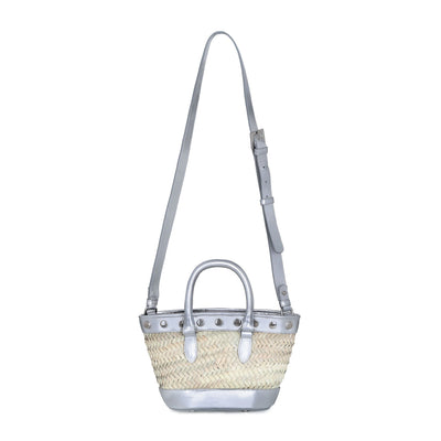Montaigne Market mini straw and silver leather bag by Montaigne Market collection available at Montaigne Market SBH