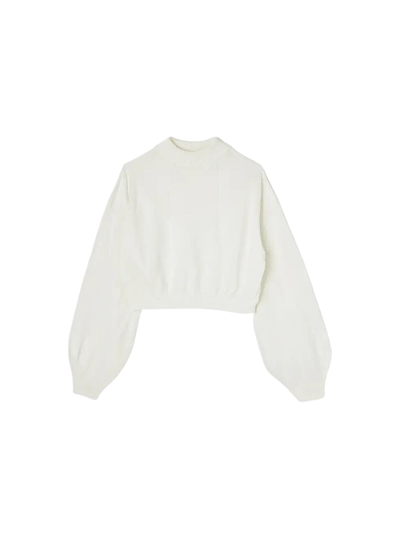 Moussy Short Pullover White Knit Top by Moussy available at Montaigne Market SBH