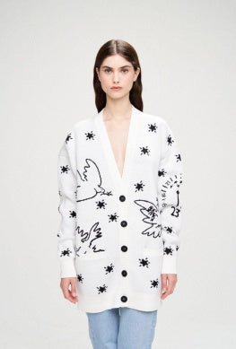 Nervure Music white cardigan by Nervure available at Montaigne Market SBH