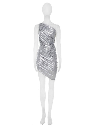 Norma Kamali silver mini dress by Norma Kamali available at Montaigne Market SBH