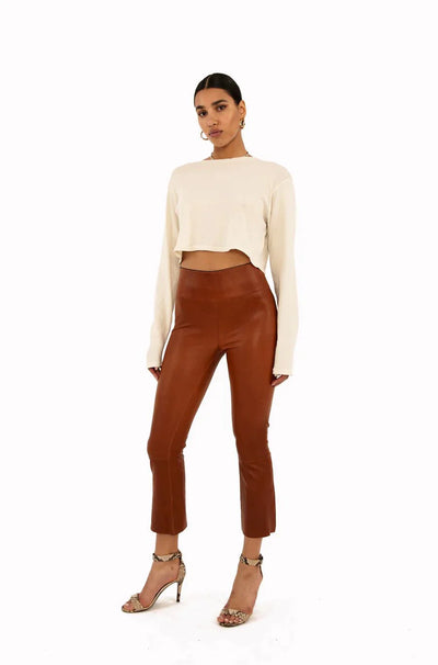SPRWMN Cropped Long Sleeve Top White by Sprwmn Sprwmn available at Montaigne Market SBH