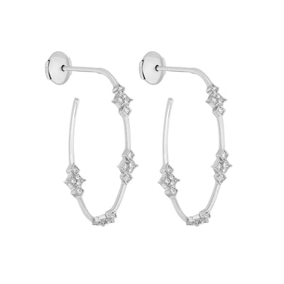 Stone Glitter white gold hoops by Stone available at Montaigne Market SBH