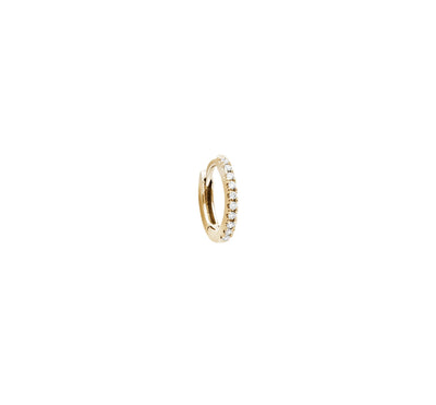 Stone Pavée yellow gold tiny hoop by Stone available at Montaigne Market SBH